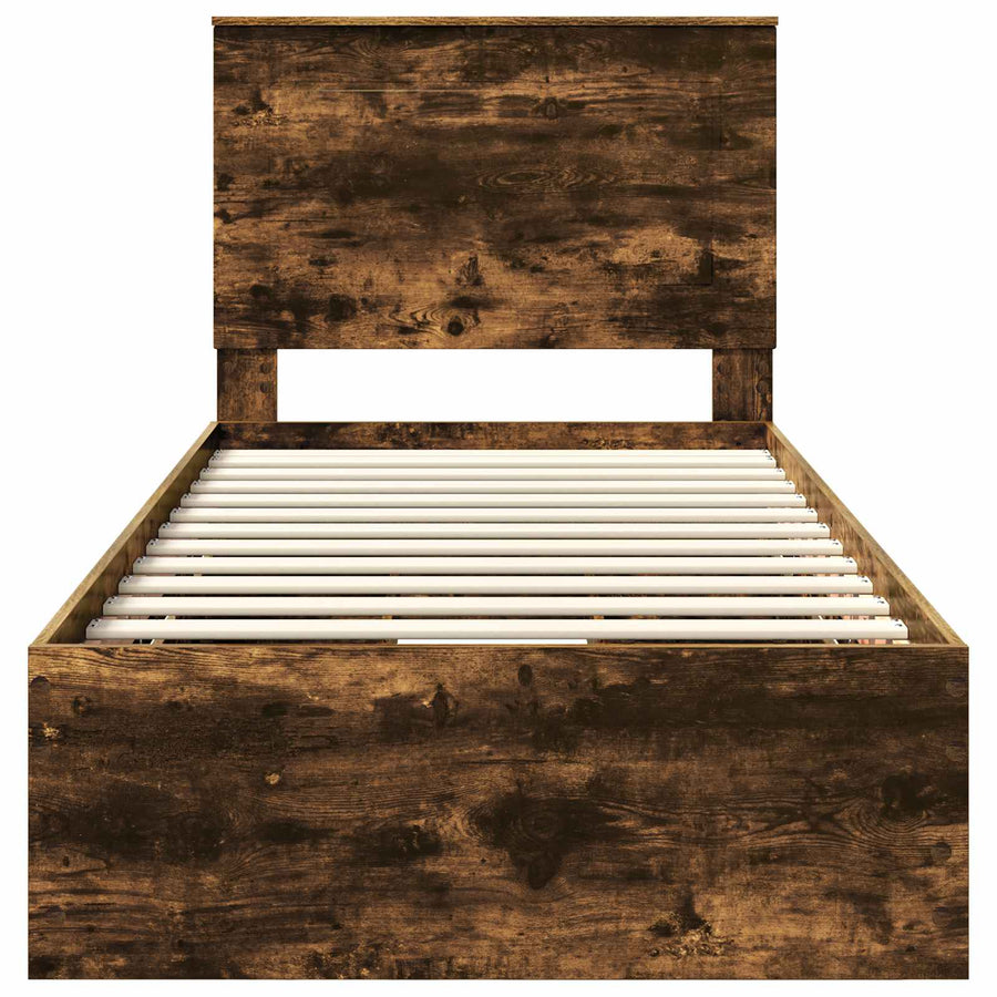 Bedframe met lade Gerookt eiken 75 x 190 cm Ingenieurshout