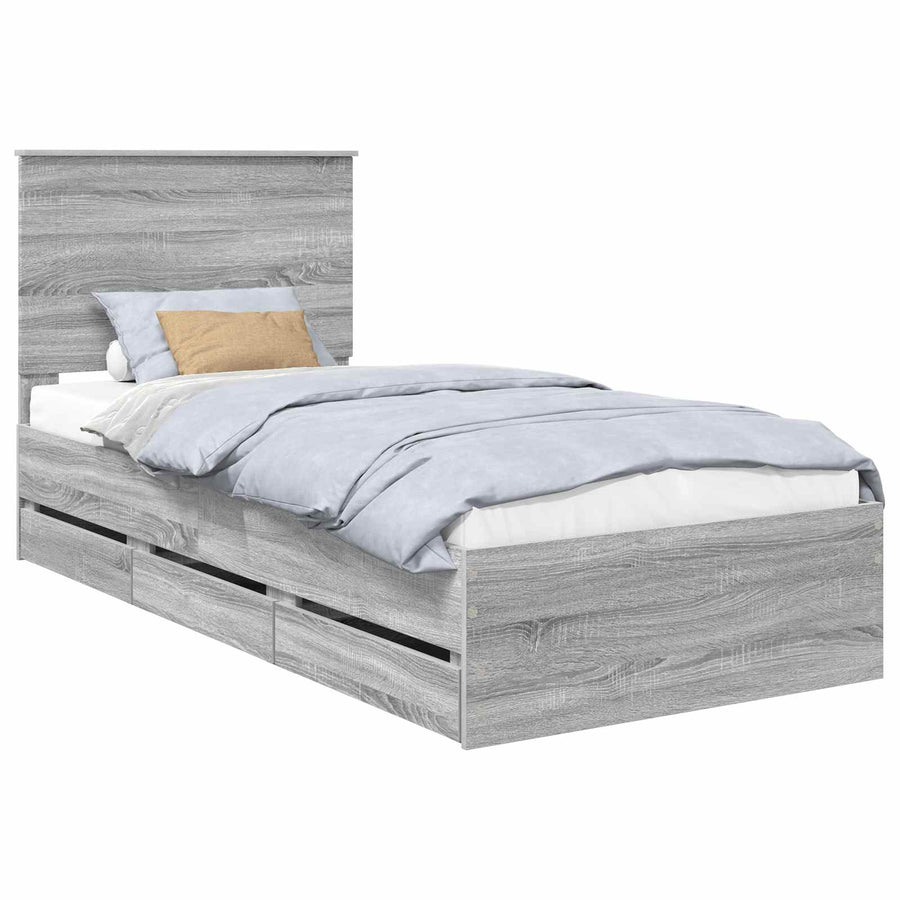 Bedframe met lade Grijs Sonoma 75 x 190 cm Ingenieurshout