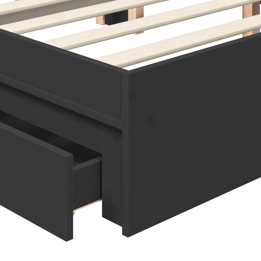 Bedframe met lade met opslag Zwart 200 x 200 cm Bewerkt hout