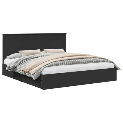 Bedframe met lade met opslag Zwart 200 x 200 cm Bewerkt hout