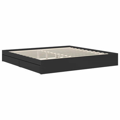 Bedframe met lade met opslag Zwart 200 x 200 cm Bewerkt hout