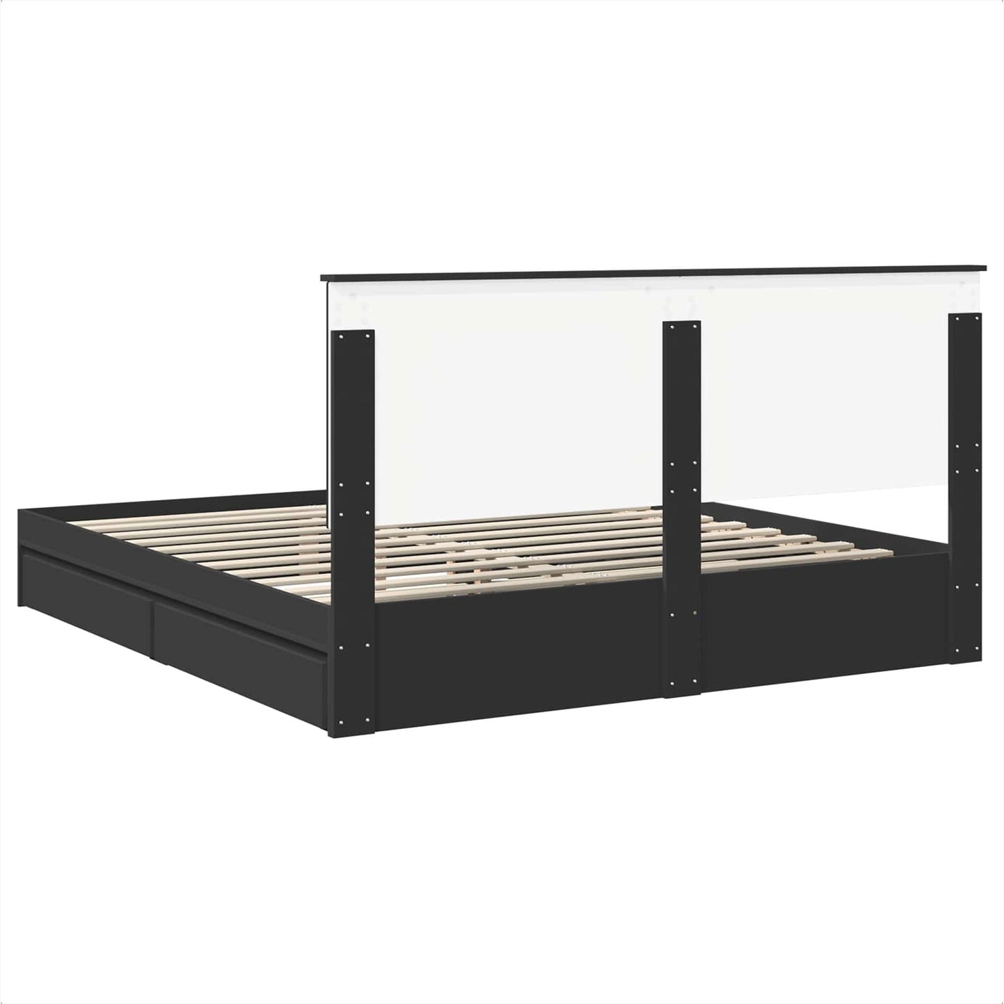 Bedframe met lade met opslag Zwart 200 x 200 cm Bewerkt hout