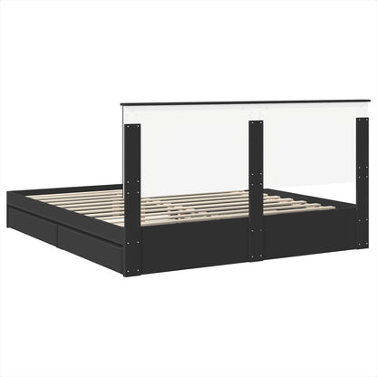 Bedframe met lade met opslag Zwart 200 x 200 cm Bewerkt hout