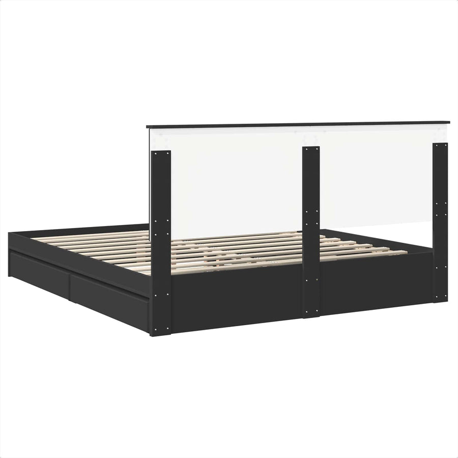 Bedframe met lade met opslag Zwart 200 x 200 cm Bewerkt hout