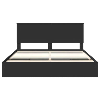 Bedframe met lade met opslag Zwart 200 x 200 cm Bewerkt hout