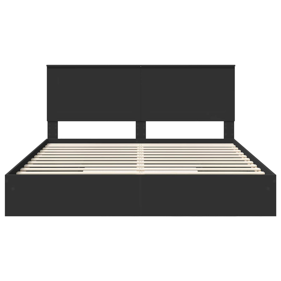 Bedframe met lade met opslag Zwart 200 x 200 cm Bewerkt hout