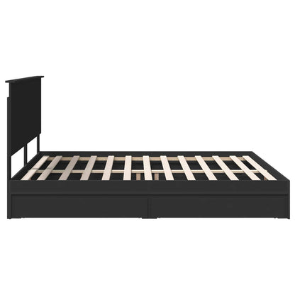 Bedframe met lade met opslag Zwart 200 x 200 cm Bewerkt hout