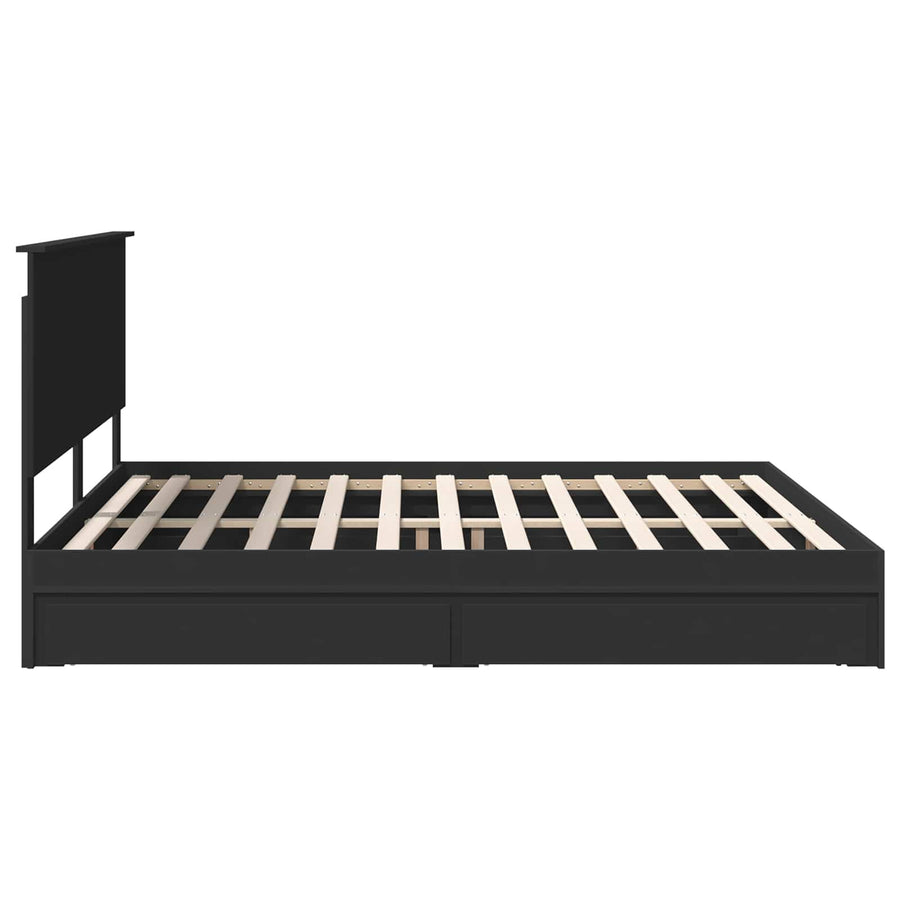 Bedframe met lade met opslag Zwart 200 x 200 cm Bewerkt hout