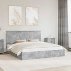 Bed met opbergruimte 200x200 cm beton grijs bewerkt hout