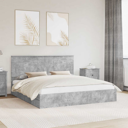 Bedframe met lade Beton Grijs 200 x 200 cm Bewerkt hout