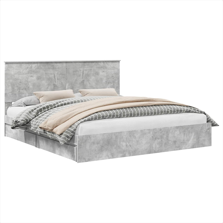 Bedframe met lade Beton Grijs 200 x 200 cm Bewerkt hout