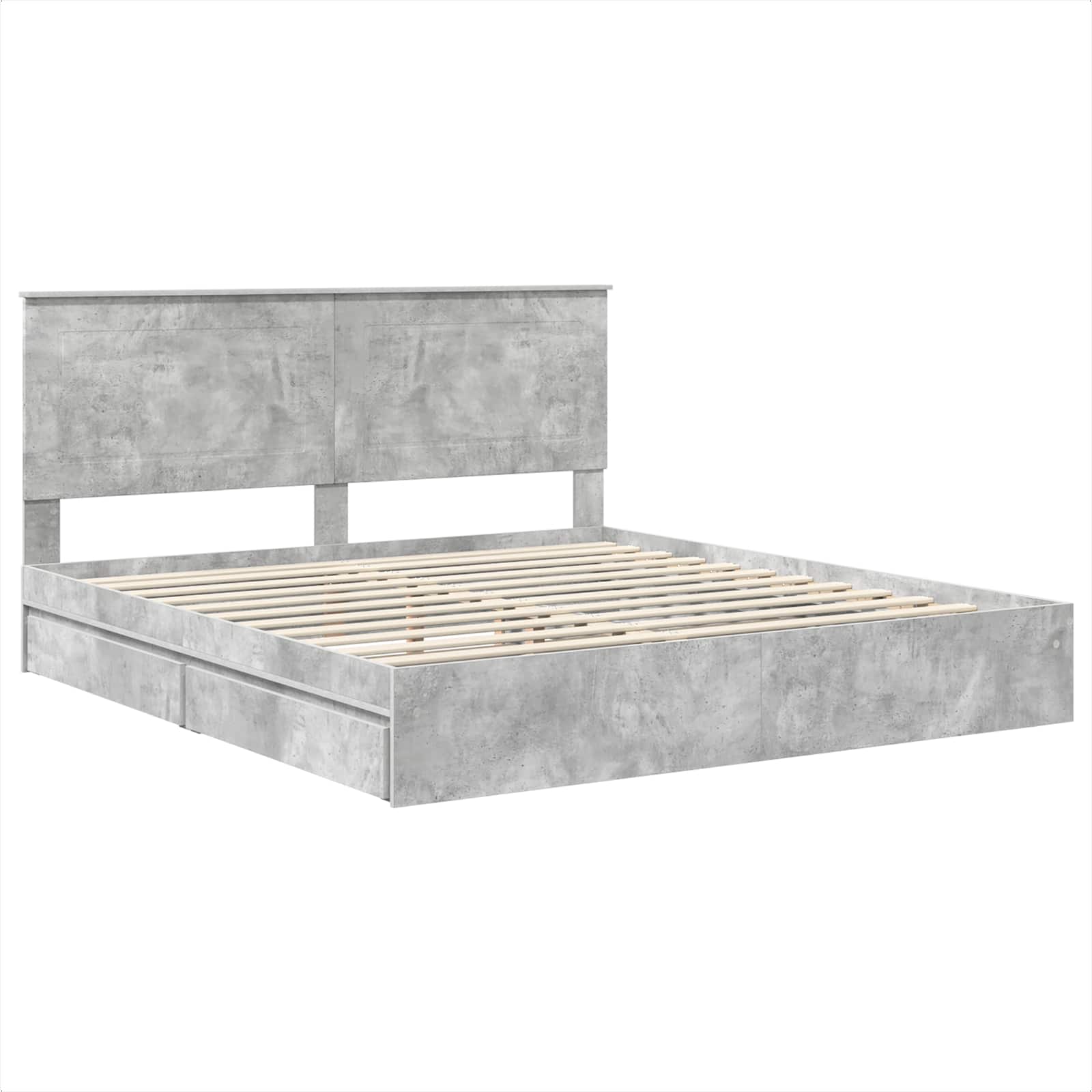 Bedframe met lade Beton Grijs 200 x 200 cm Bewerkt hout