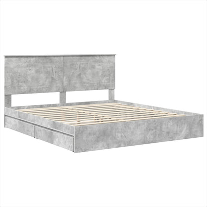 Bedframe met lade Beton Grijs 200 x 200 cm Bewerkt hout