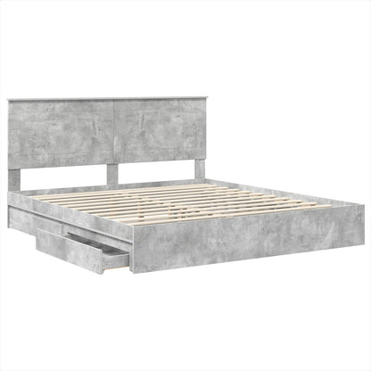 Bedframe met lade Beton Grijs 200 x 200 cm Bewerkt hout