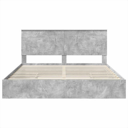 Bedframe met lade Beton Grijs 200 x 200 cm Bewerkt hout