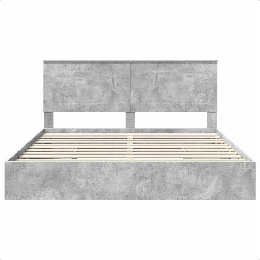 Bedframe met lade Beton Grijs 200 x 200 cm Bewerkt hout