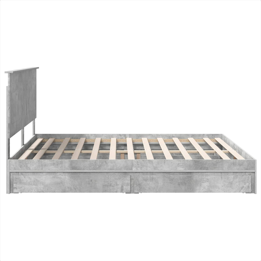 Bedframe met lade Beton Grijs 200 x 200 cm Bewerkt hout