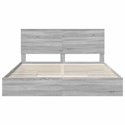 Bedframe met lade Grijs Sonoma 200 x 200 cm Bewerkt hout
