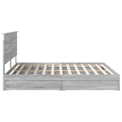 Bedframe met lade Grijs Sonoma 200 x 200 cm Bewerkt hout