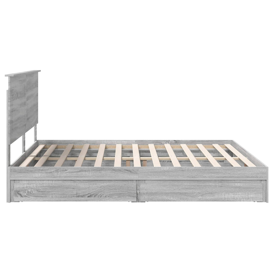Bedframe met lade Grijs Sonoma 200 x 200 cm Bewerkt hout