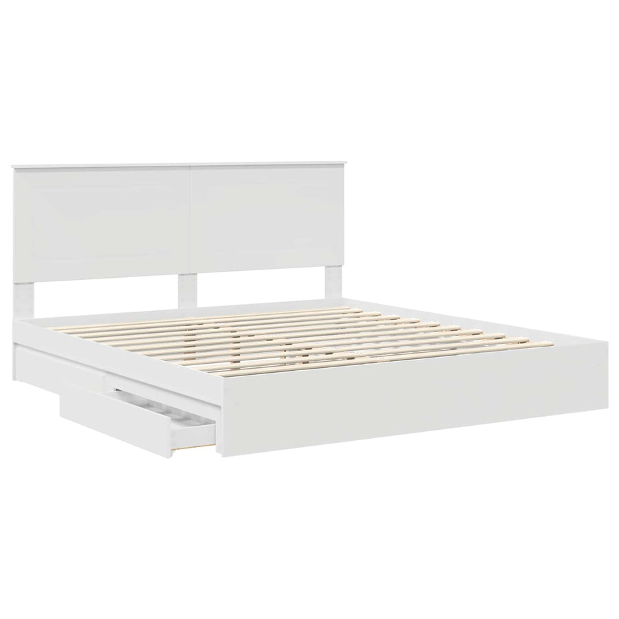 Bedframe met lade met hoofdeinde met opslag Bewerkt hout