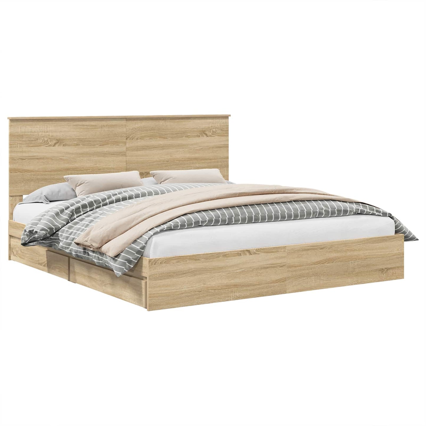 Bedframe met lade met hoofdeinde met opslag Bewerkt hout