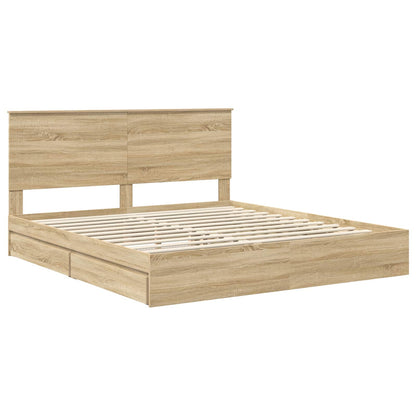 Bedframe met lade met hoofdeinde met opslag Bewerkt hout