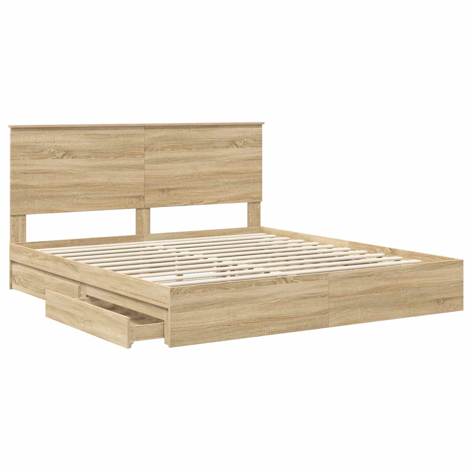Bedframe met lade met hoofdeinde met opslag Bewerkt hout
