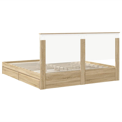 Bedframe met lade met hoofdeinde met opslag Bewerkt hout