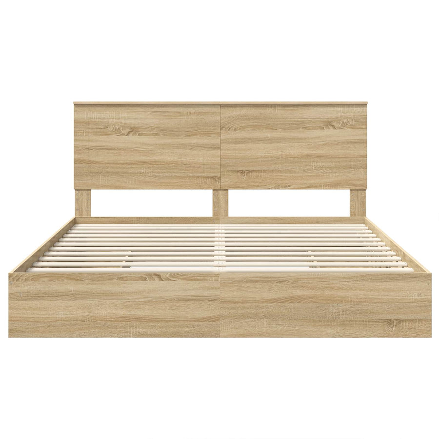Bedframe met lade met hoofdeinde met opslag Bewerkt hout