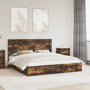 Bed met lade 180x200 cm gerookt eiken bewerkt hout