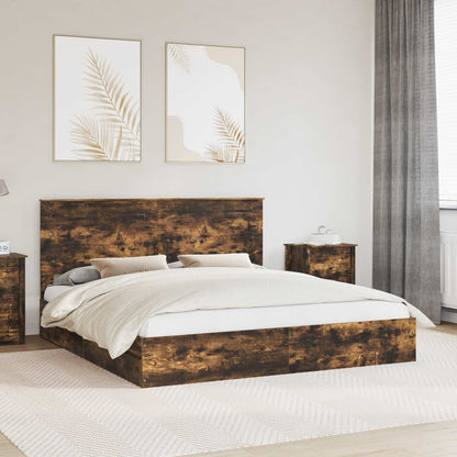 Bedframe met lade met hoofdeinde met opslag Bewerkt hout