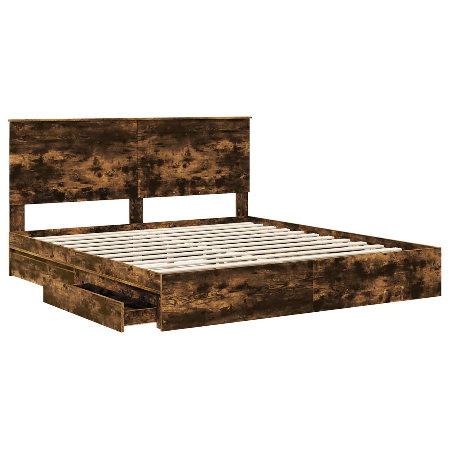 Bedframe met lade met hoofdeinde met opslag Bewerkt hout
