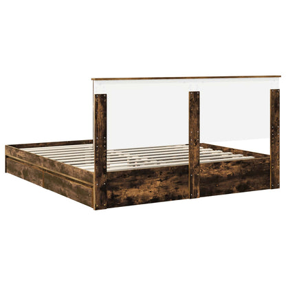 Bedframe met lade met hoofdeinde met opslag Bewerkt hout