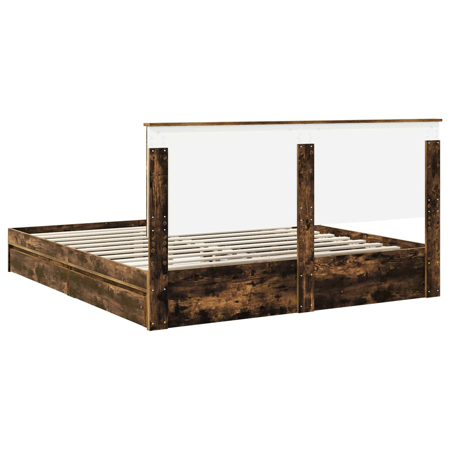 Bedframe met lade met hoofdeinde met opslag Bewerkt hout