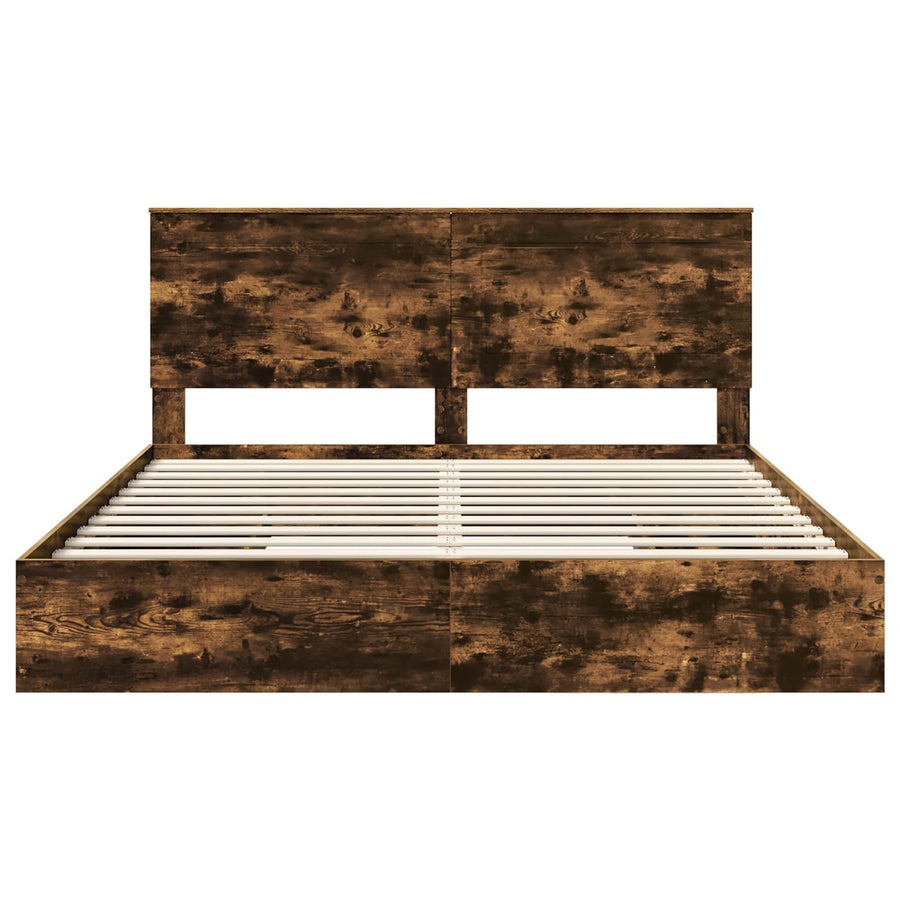 Bedframe met lade met hoofdeinde met opslag Bewerkt hout