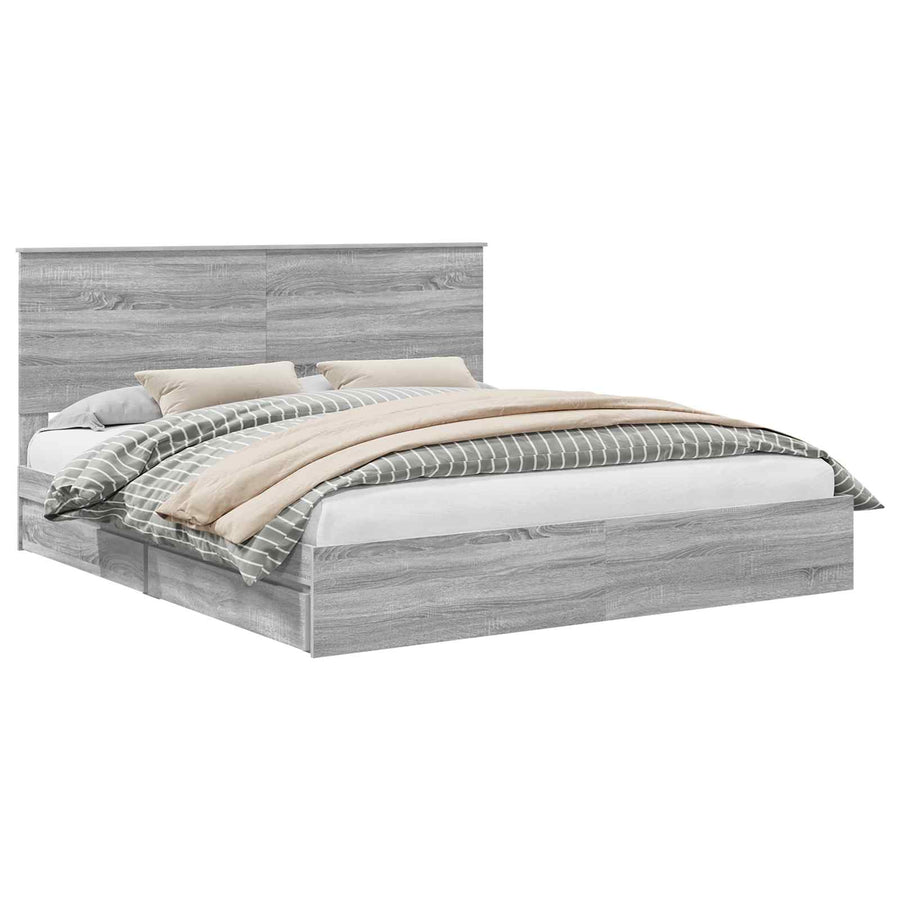 Bedframe met lade Grijs Sonoma 180 x 200 cm Bewerkt hout