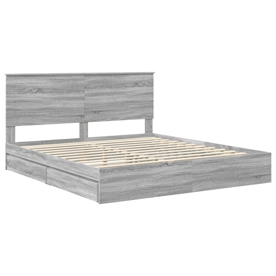 Bedframe met lade Grijs Sonoma 180 x 200 cm Bewerkt hout