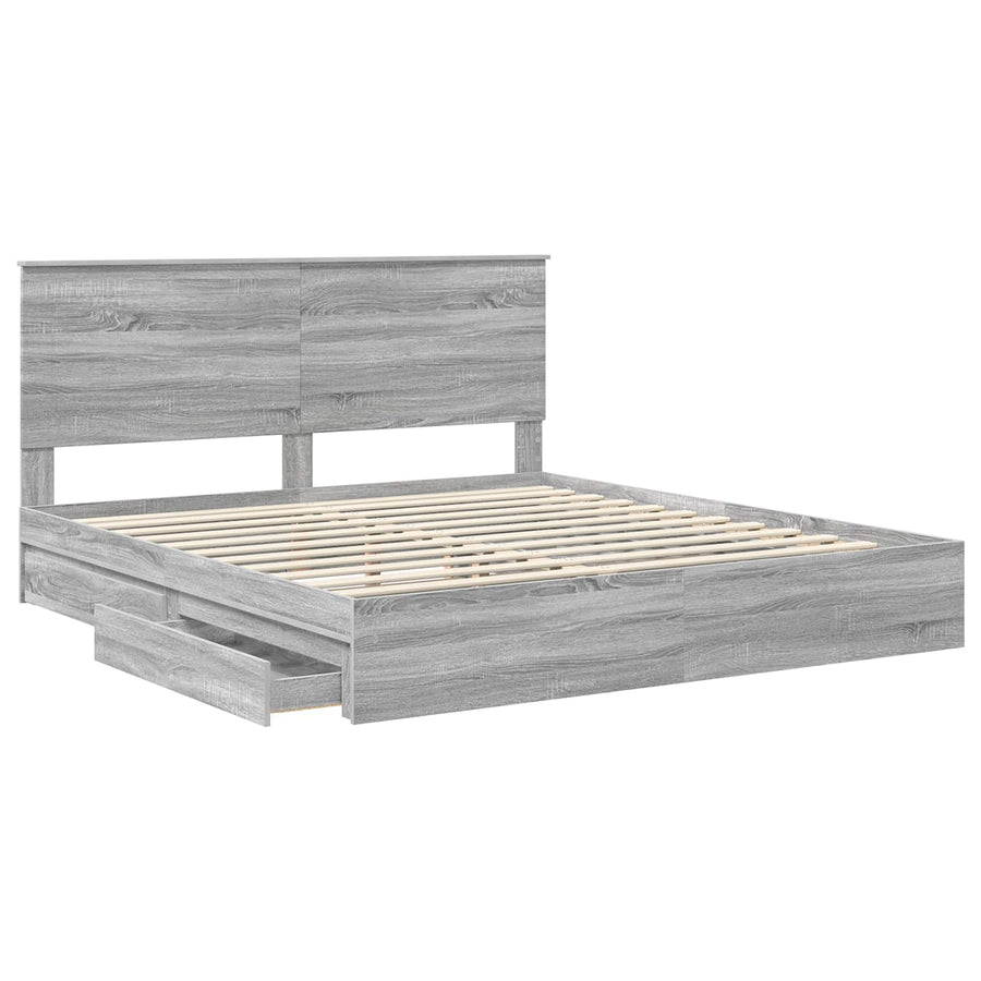 Bedframe met lade Grijs Sonoma 180 x 200 cm Bewerkt hout