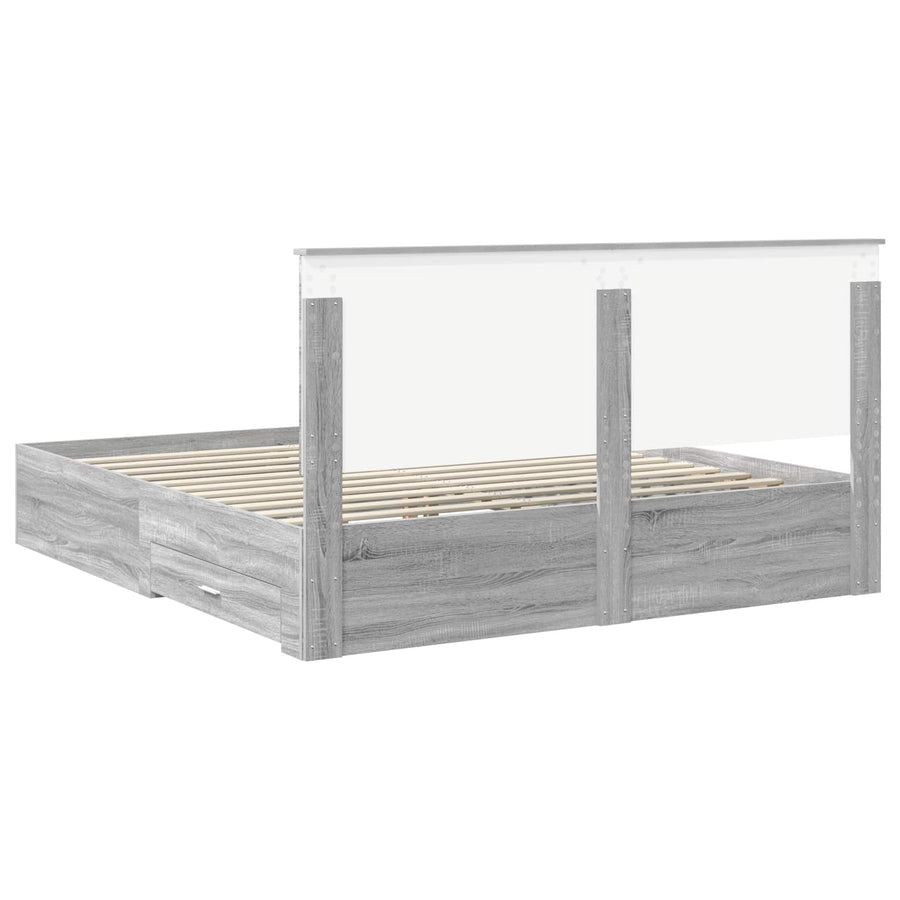 Bedframe met lade Grijs Sonoma 180 x 200 cm Bewerkt hout