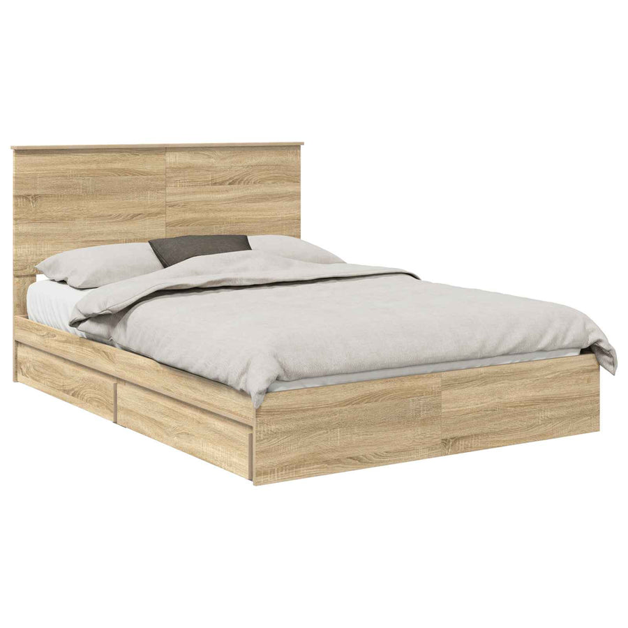 Bedframe met lade met hoofdeinde met opslag Bewerkt hout