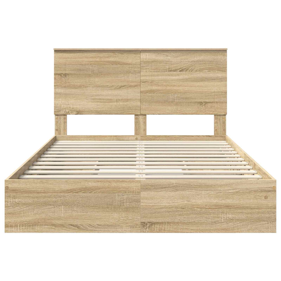 Bedframe met lade met hoofdeinde met opslag Bewerkt hout