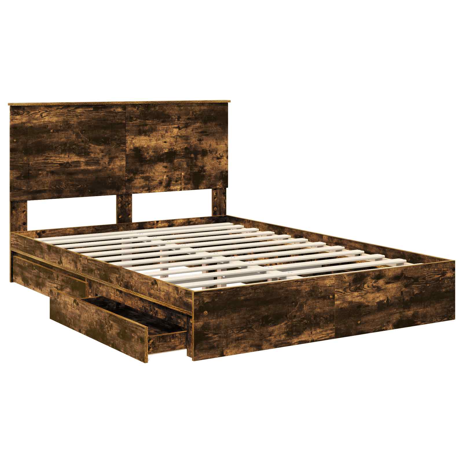 Bedframe met lade met hoofdeinde met opslag Bewerkt hout