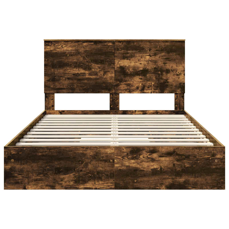 Bedframe met lade met hoofdeinde met opslag Bewerkt hout