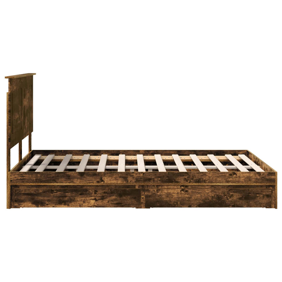 Bedframe met lade met hoofdeinde met opslag Bewerkt hout