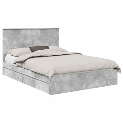 Bedframe met lade Beton Grijs 150 x 200 cm Bewerkt hout