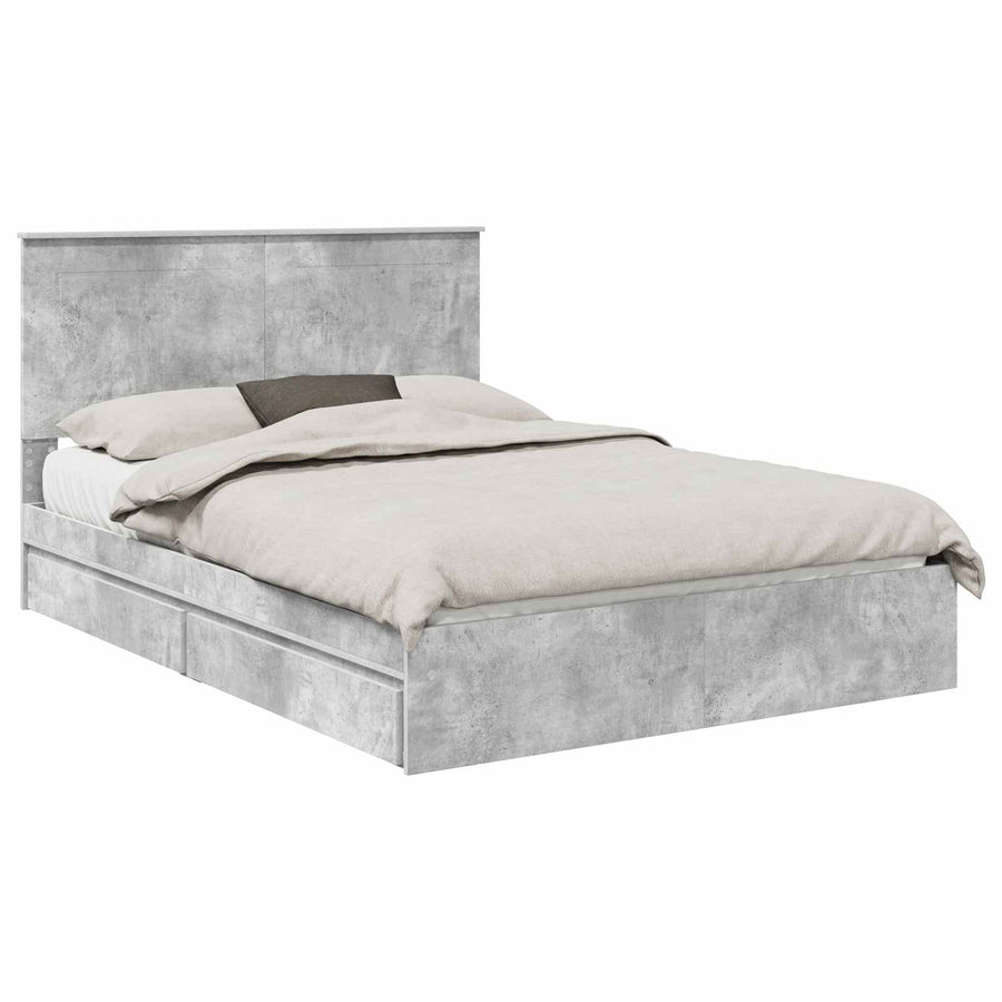 Bedframe met lade Beton Grijs 150 x 200 cm Bewerkt hout