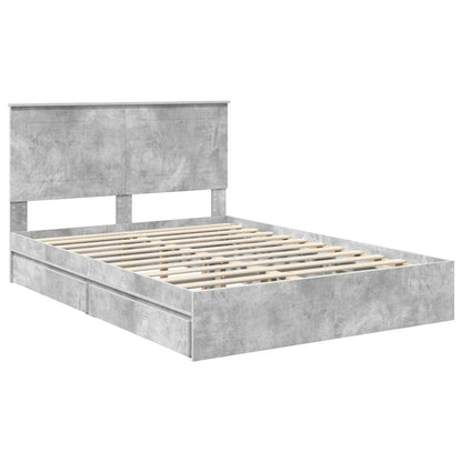 Bedframe met lade Beton Grijs 150 x 200 cm Bewerkt hout