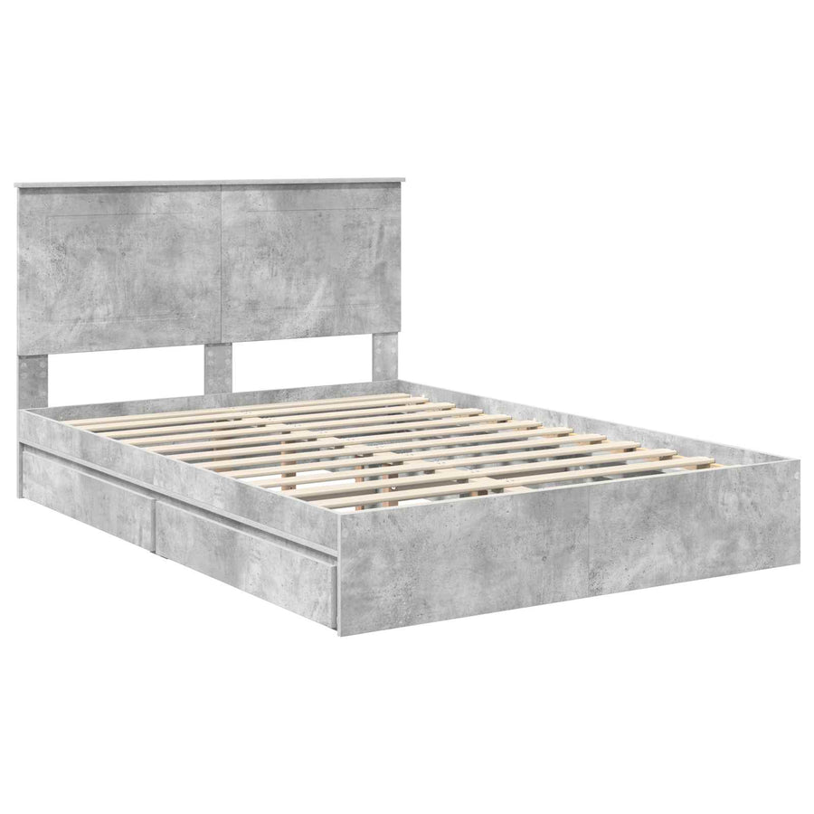 Bedframe met lade Beton Grijs 150 x 200 cm Bewerkt hout