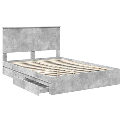 Bedframe met lade Beton Grijs 150 x 200 cm Bewerkt hout